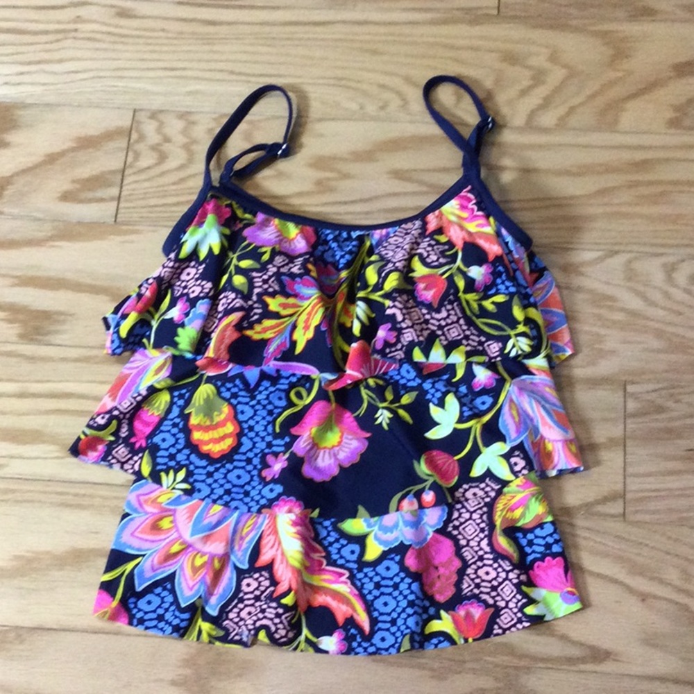 8 Maxine of Hollywood vibrant floral ruffled tankini